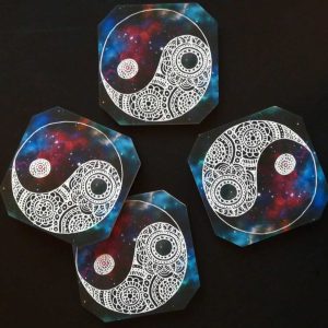society6 ying yang design coaster set