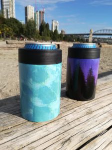 turquoise water purple galaxy drink koozies