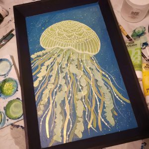mandala jellyfish acrylic painting sea life