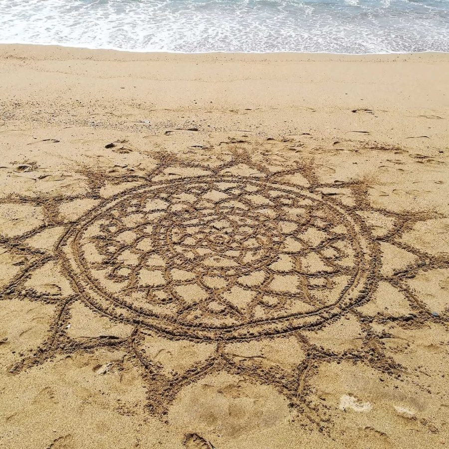sand mandala at the beach
