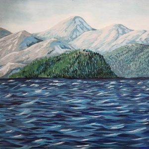 acrylic ocean mountains landscape painting