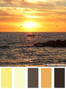 colour palette sunset over the ocean