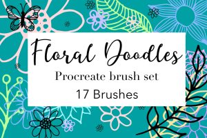 floral doodle brush set for procreate