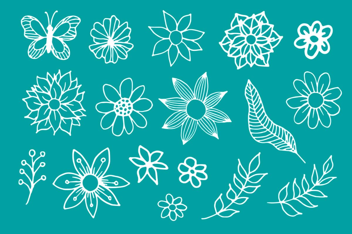 27 flower doodle brushes for procreate