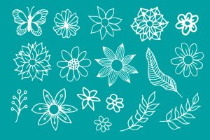 27 flower doodle brushes for procreate