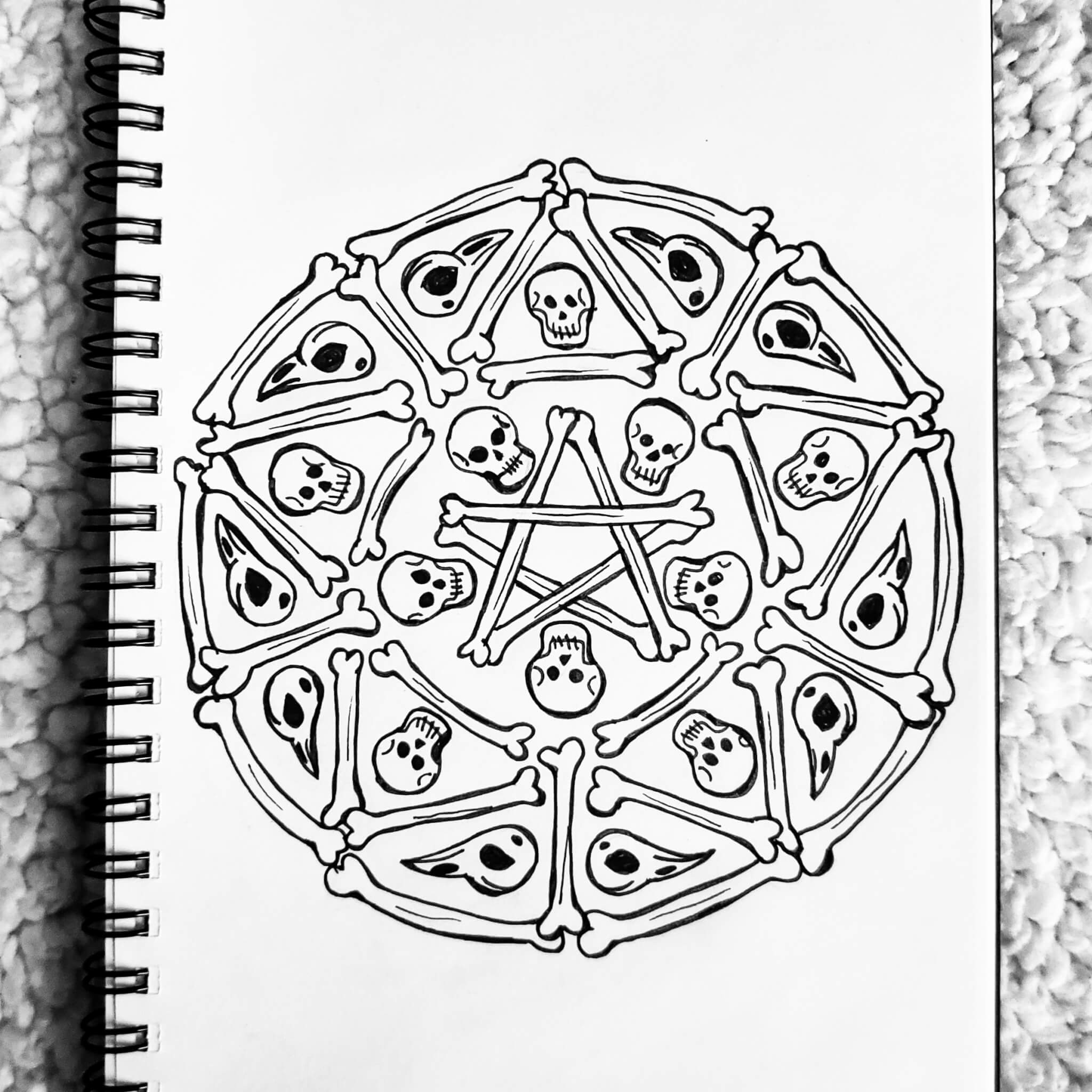 halloween bones mandala for #mandalatober2019