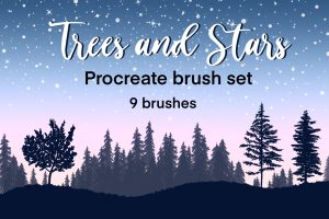Trees and stars procreate brushes