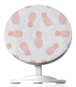 pink pineapple on marble wireless charger artscase