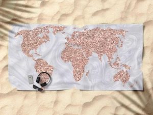 world map travel beach towel