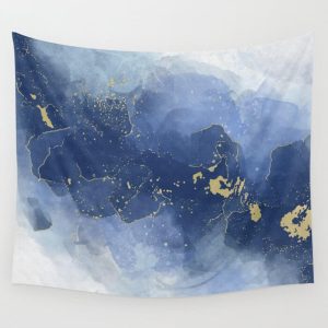 blue and gold alcohol ink tapstestry