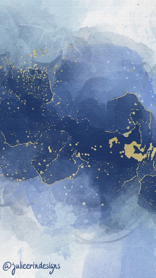 blue and gold alcohol ink aesthetic wallpaper for mobile phone