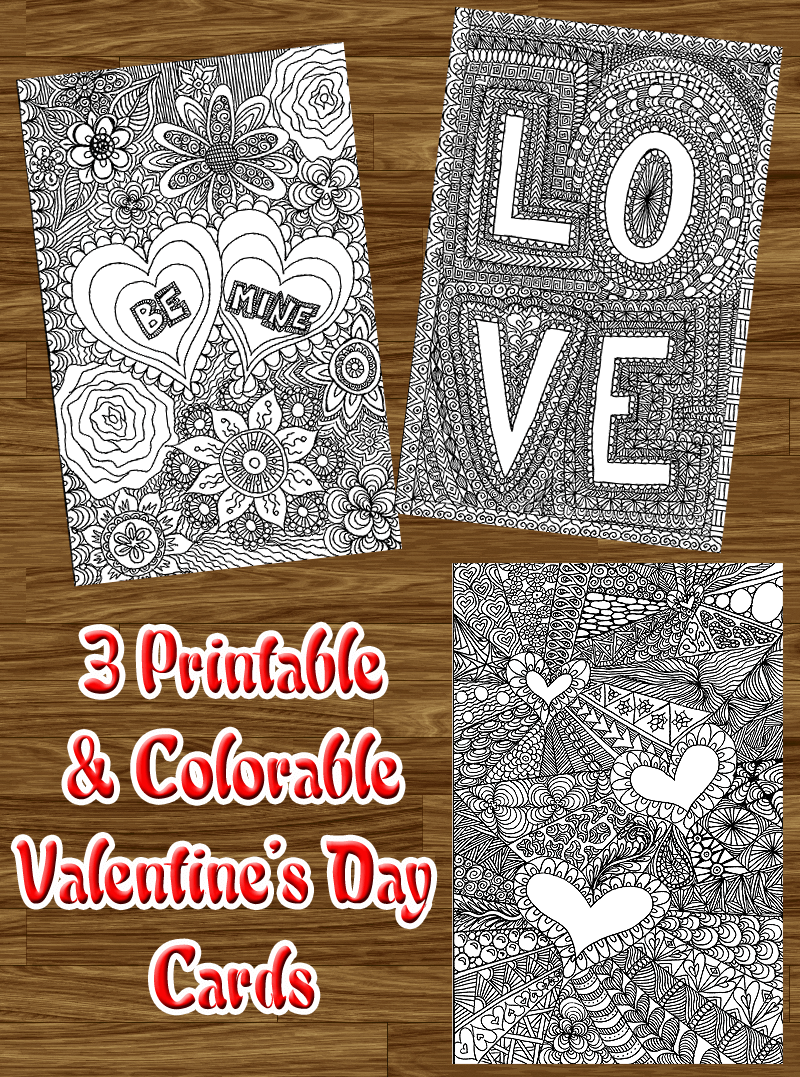 Free Printable Valentine’s Day Cards to Color