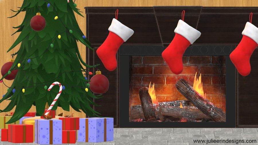 christmas tree fireplace festive zoom meeting backgrounds