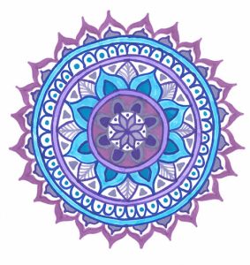 mandala drawing template purple blue