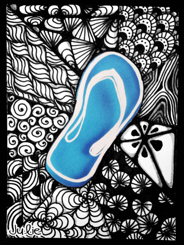 flip flop doodle art zentangle inspired aceo cards