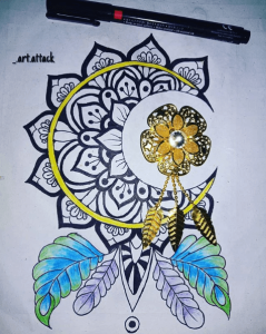 moon dreamcatcher mandala art mandalatober