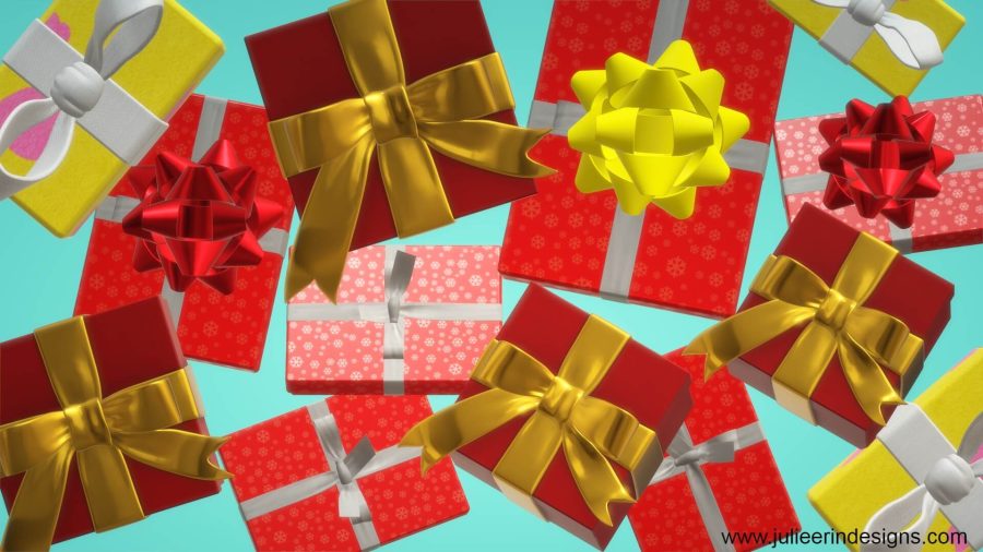 pile of christmas presents festive zoom background