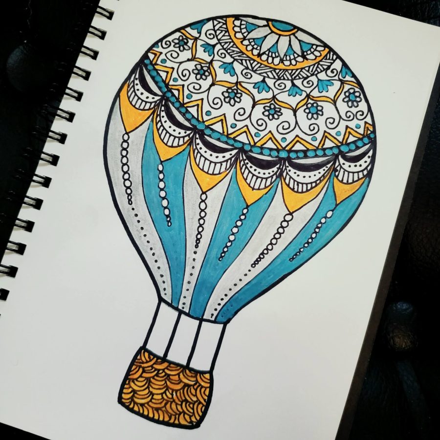 hot air balloon mandala drawing