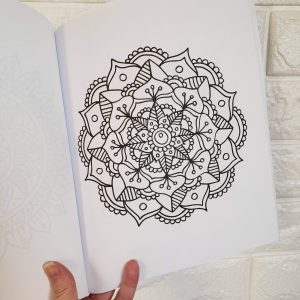 black and white mandala coloring book page