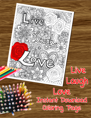 live laugh love coloring page