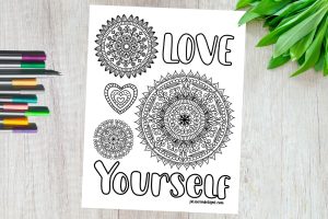love yourself mandala coloring page