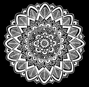black and white mandala illustration