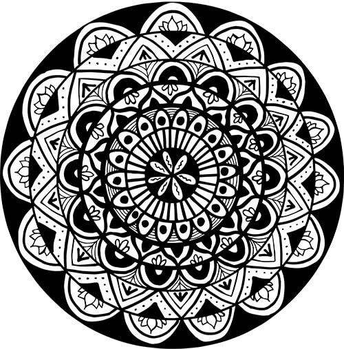 black and white mandala art drawing