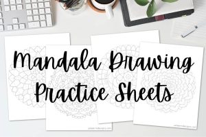 a set of 4 mandala drawing practice sheets