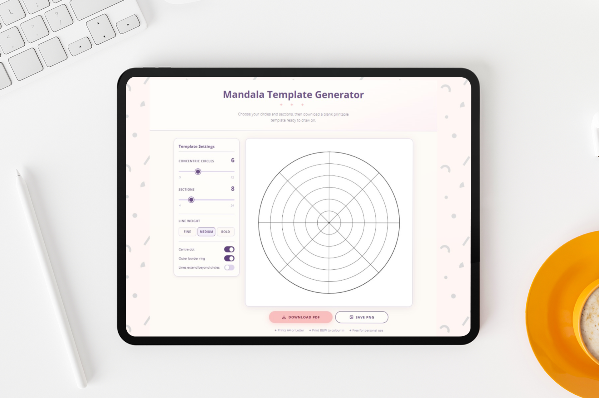 mandala template generator ipad mockup