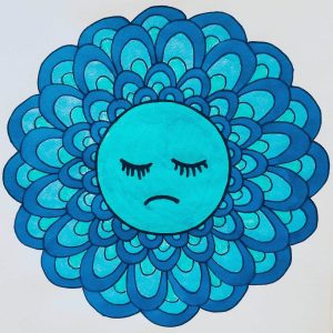 sad face emoji blue mandala mandalatober