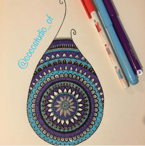 sad tear drop mandala blue mandalatober 2019
