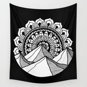mountain mandala drawing wall tapestry