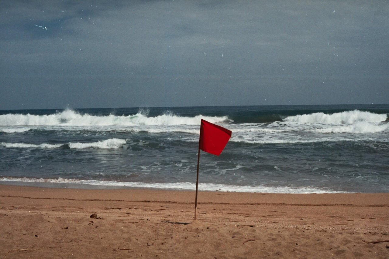 a red flag on the beach, artist scams