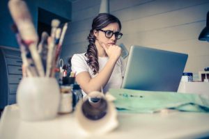 photo of a woman thinking about SEO