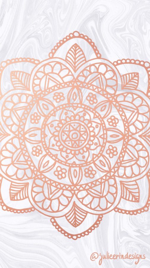 rose gold mandala on marble phone background
