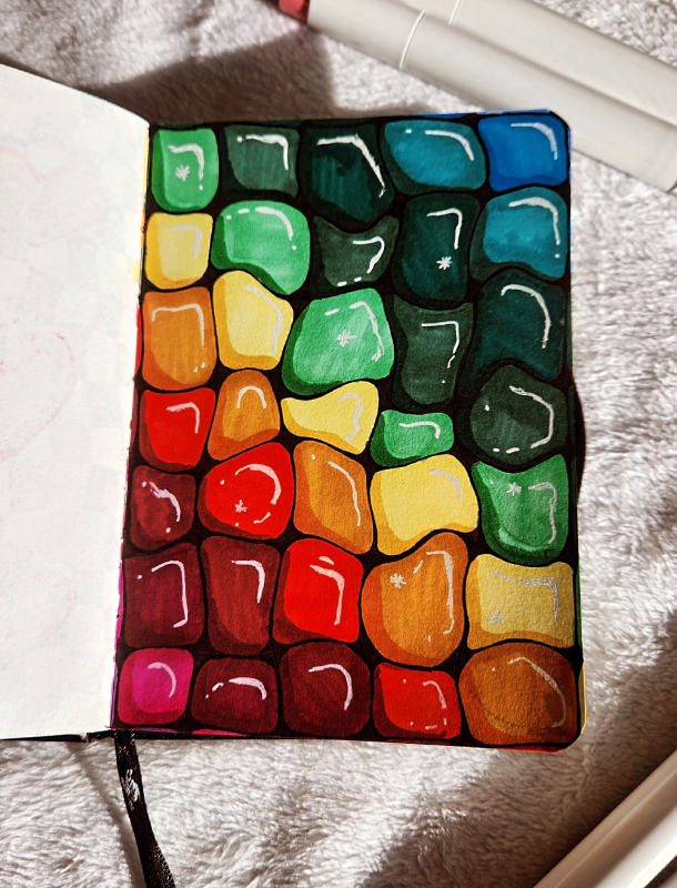 Rainbow Stone Zen Doodle art