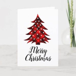 rustic red plaid merry Christmas card
