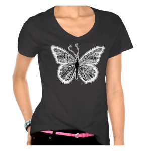 zentangle butterfly ladies t shirt