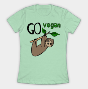 green go vegan cute sloth tee