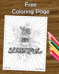 inspirational quote you are beautiful adult coloring colouring page