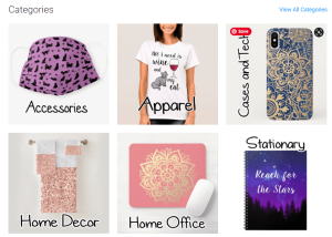 example of categories on zazzle