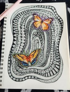 zentangle inspired collage sketchbook art