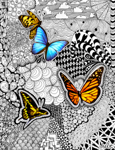 butterfly zentangle drawing art doodle collage butterflies