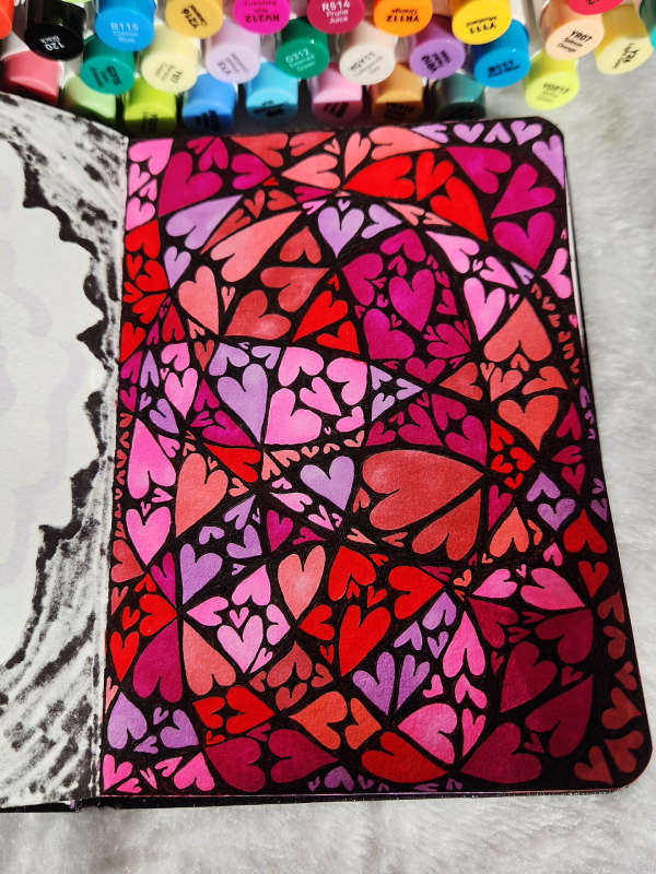 Red, Pink and Purple Heart Mosaic sketchbook